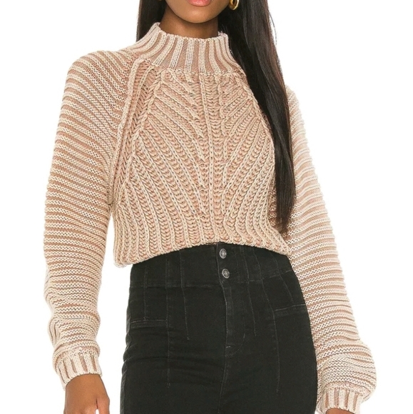 Free People Sweaters - Free People Sweetheart Chunky Rib Knit Pullover Sweater Taupe Size Large L
